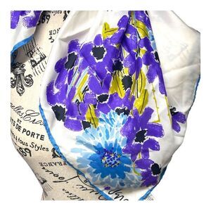 Wisteria Purple Flowers Vintage Scarf By Vera 100% Nylon Floral Print 25" Square